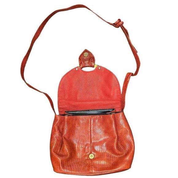 Sharif Vintage Burnt Orange Reptile Shoulder Crossbody Bag Women’s - Picture 6 of 8